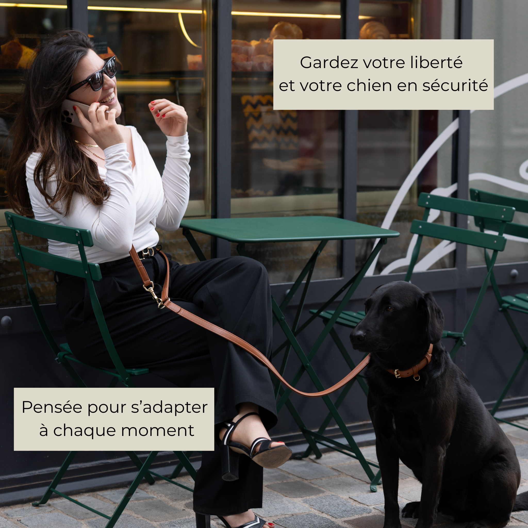 Laisse Multiposition en cuir végétal