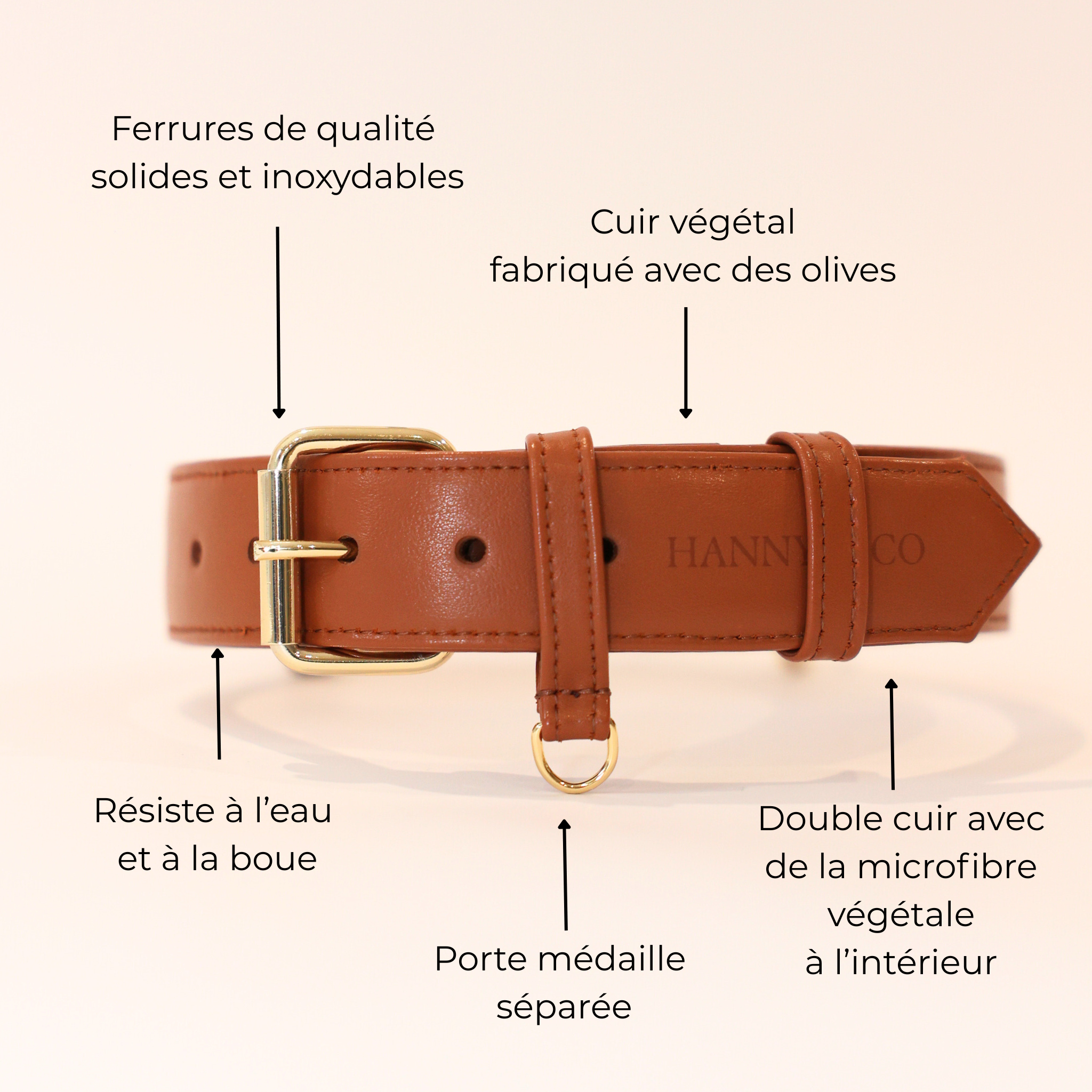 Collier en cuir végétal